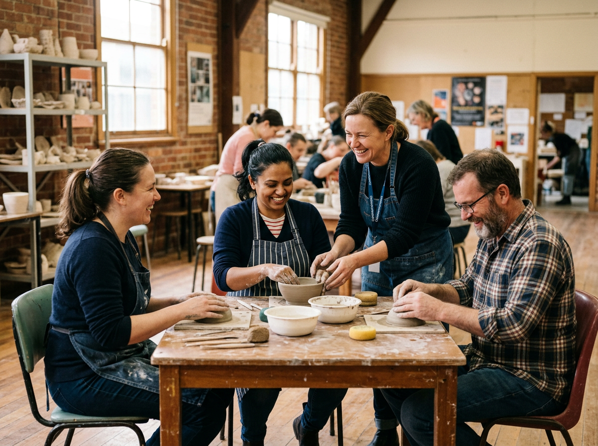 Community participation activities in Australian park with diverse group
