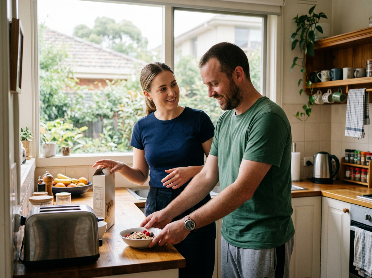 Qualified NDIS support worker assisting participant with daily living in Melbourne home