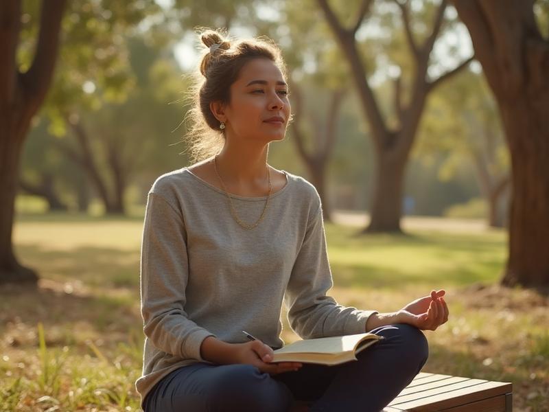 Person showing positive mental health progress in peaceful Australian outdoor setting