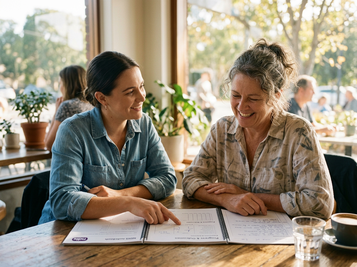 Person showing positive mental health progress in peaceful Australian outdoor setting