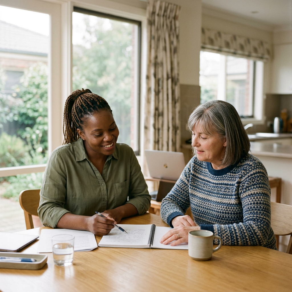 Healthcare professional providing personal health support at home