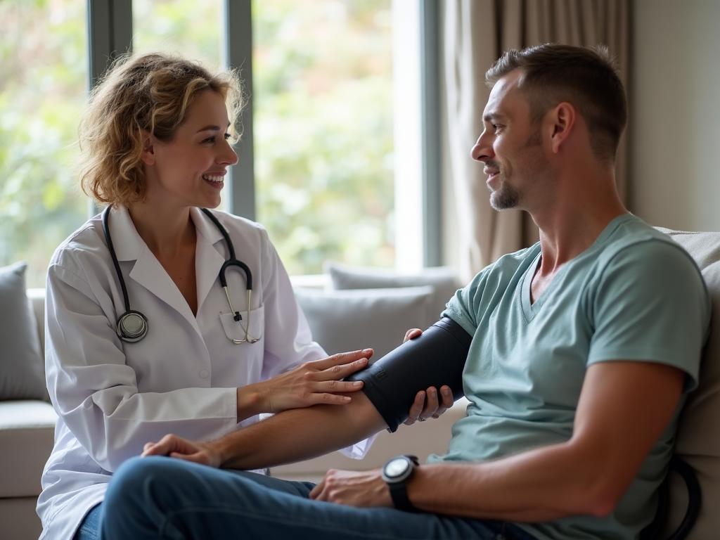 Healthcare professional providing personal health support at home