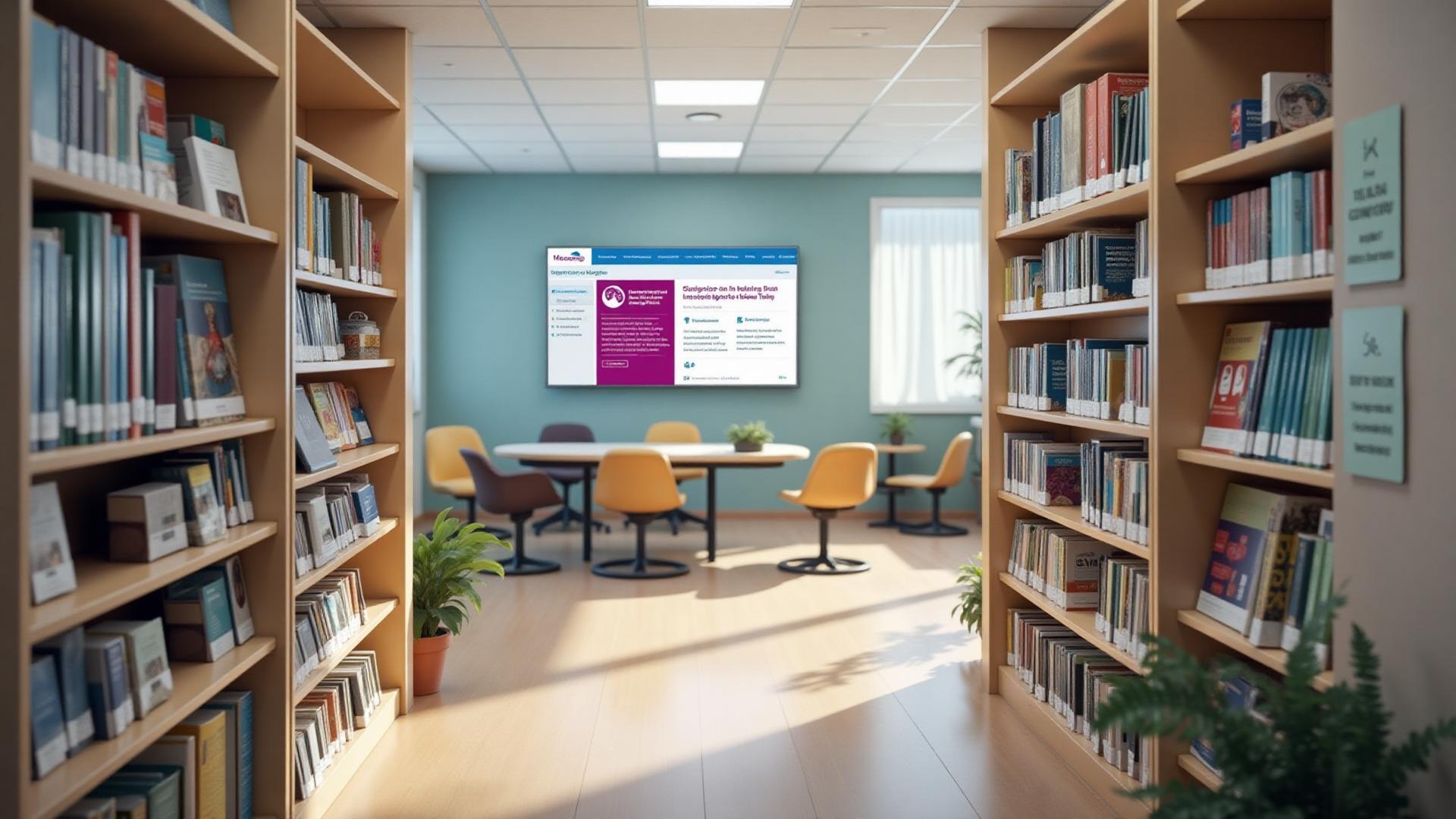 Community resources center with information displays