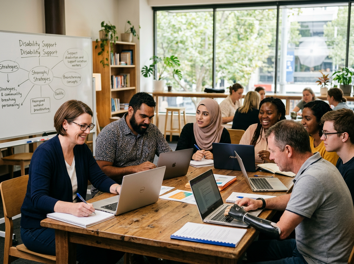 Professional development training session for support staff in Australian training facility